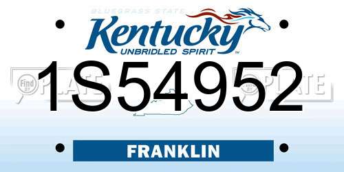 1S54952 Kentucky License Plate