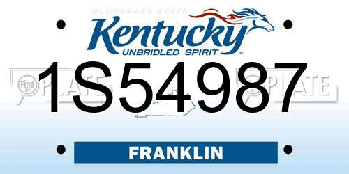 1S54987 Kentucky License Plate