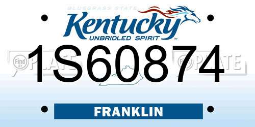 1S60874 Kentucky License Plate