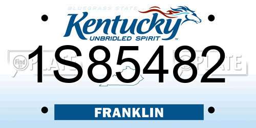 1S85482 Kentucky License Plate