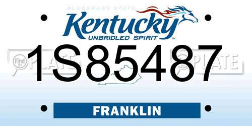 1S85487 Kentucky License Plate