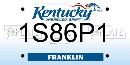 1S86P1 Kentucky License Plate