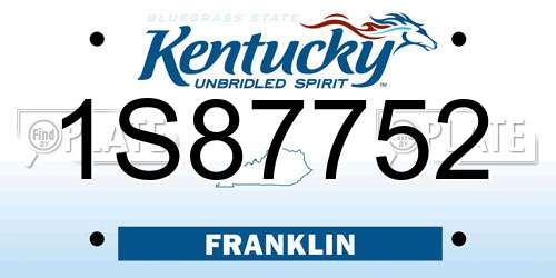 1S87752 Kentucky License Plate