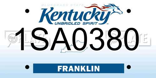 1SA0380 Kentucky License Plate