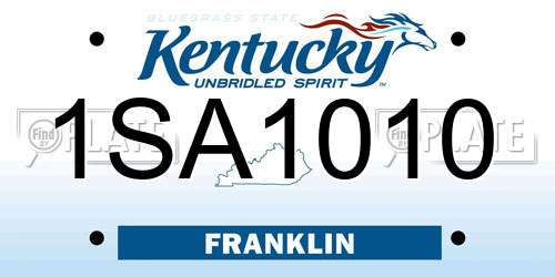 1SA1010 Kentucky License Plate