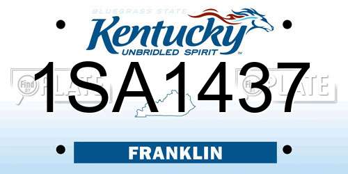 1SA1437 Kentucky License Plate