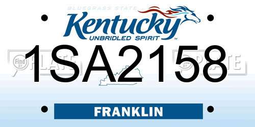 1SA2158 Kentucky License Plate