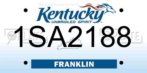 1SA2188 Kentucky License Plate