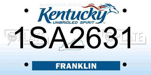 1SA2631 Kentucky License Plate