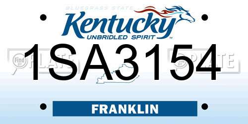 1SA3154 Kentucky License Plate