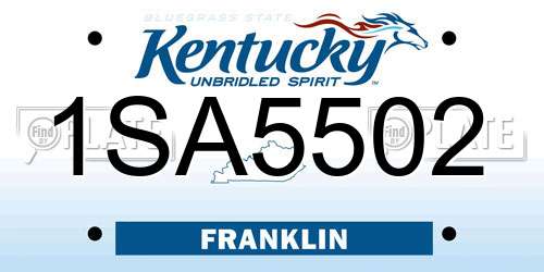 1SA5502 Kentucky License Plate