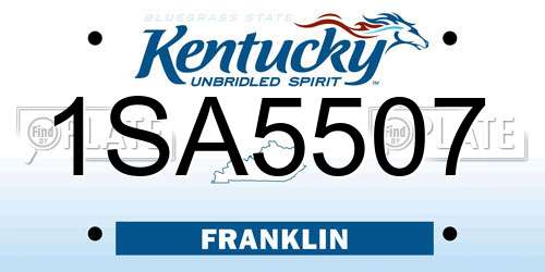 1SA5507 Kentucky License Plate