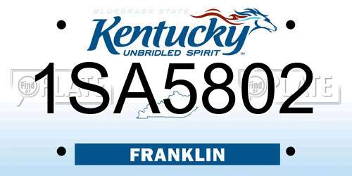 1SA5802 Kentucky License Plate