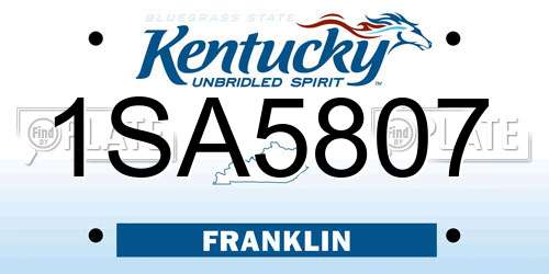 1SA5807 Kentucky License Plate