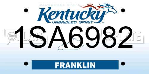 1SA6982 Kentucky License Plate