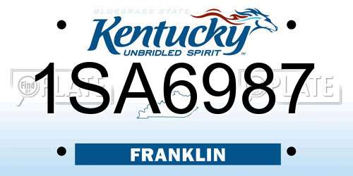 1SA6987 Kentucky License Plate