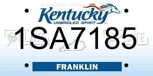 1SA7185 Kentucky License Plate
