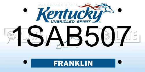 1SAB507 Kentucky License Plate