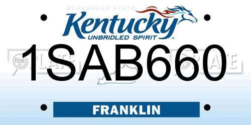 1SAB660 Kentucky License Plate
