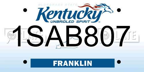 1SAB807 Kentucky License Plate
