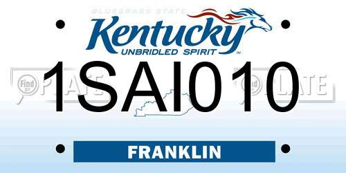 1SAI010 Kentucky License Plate