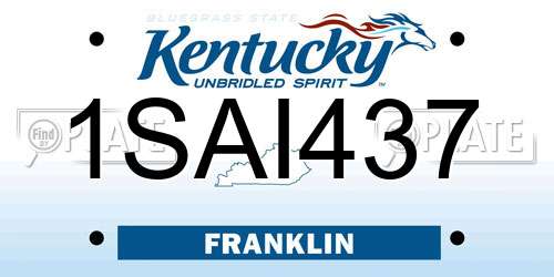 1SAI437 Kentucky License Plate