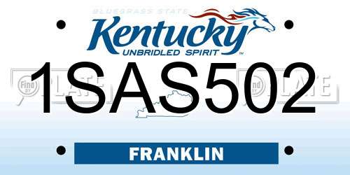 1SAS502 Kentucky License Plate