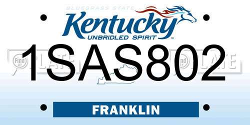 1SAS802 Kentucky License Plate