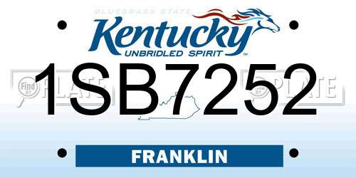 1SB7252 Kentucky License Plate