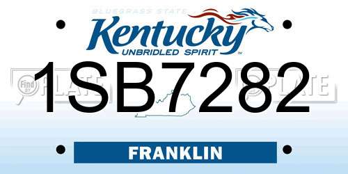 1SB7282 Kentucky License Plate