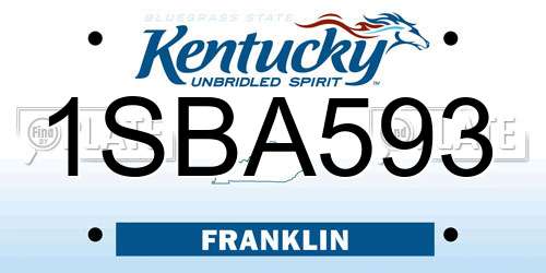1SBA593 Kentucky License Plate
