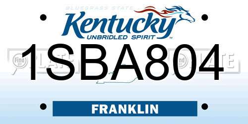 1SBA804 Kentucky License Plate
