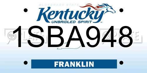 1SBA948 Kentucky License Plate