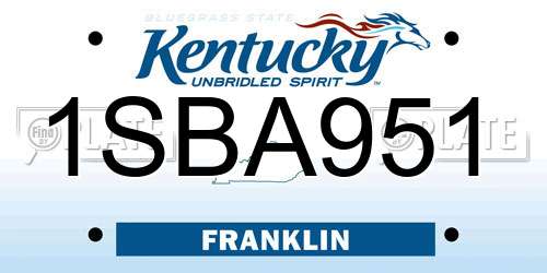 1SBA951 Kentucky License Plate