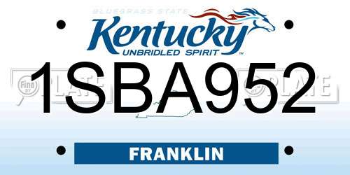 1SBA952 Kentucky License Plate