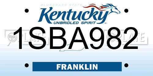 1SBA982 Kentucky License Plate