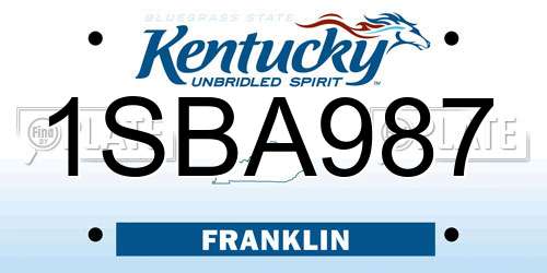 1SBA987 Kentucky License Plate
