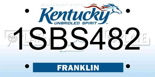 1SBS482 Kentucky License Plate