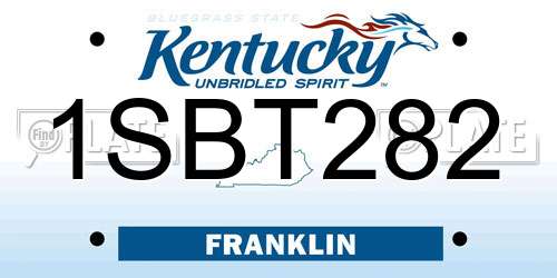 1SBT282 Kentucky License Plate