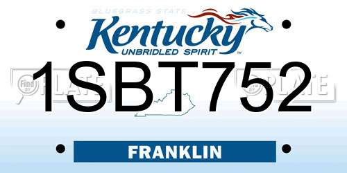 1SBT752 Kentucky License Plate
