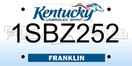1SBZ252 Kentucky License Plate