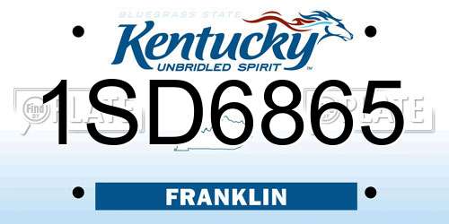 1SD6865 Kentucky License Plate