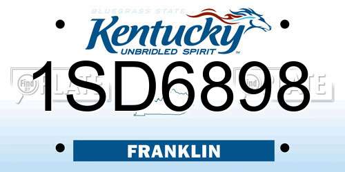 1SD6898 Kentucky License Plate