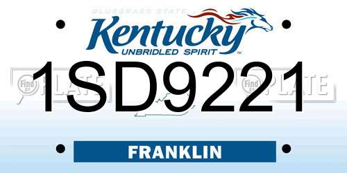 1SD9221 Kentucky License Plate