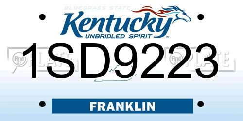 1SD9223 Kentucky License Plate