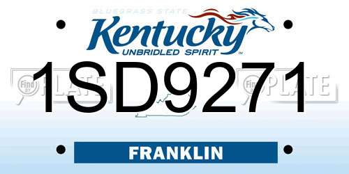1SD9271 Kentucky License Plate