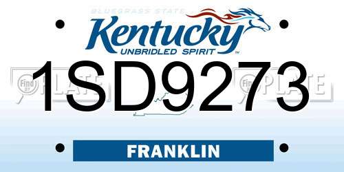 1SD9273 Kentucky License Plate