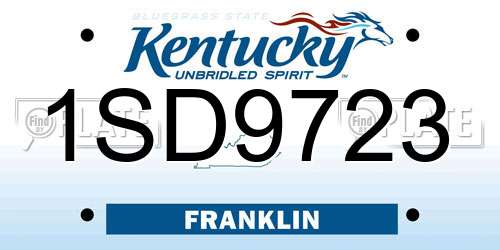 1SD9723 Kentucky License Plate