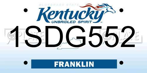 1SDG552 Kentucky License Plate