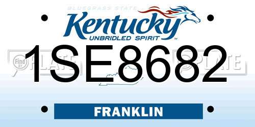 1SE8682 Kentucky License Plate